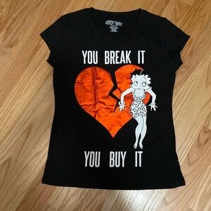 Betty Boop You Break It You Bought It Heart T-Shirt Tee Womens XL Graphic cotton